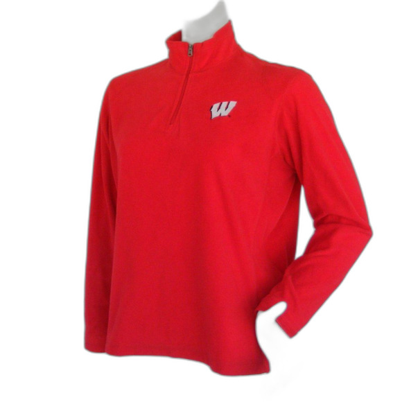 Columbia WISCONSIN Fleece, XL, University of W Logo, Long sleeve, Pullover Red - Picture 4 of 11